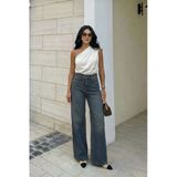 Blue White Kadın İndigo Yüksek Bel Wide Leg Jean Pantolon İndigo