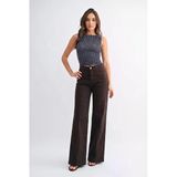 Blue White Kadın Kahverengi Geniş Paça Wide Leg Jean Pantolon Kahverengi