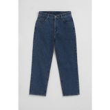 Blue White Kadın Yüksek Bel %100 Pamuk Mom Fit Jean Pantolon