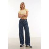Blue White Kadın Yüksek Bel Bağcıklı Wide Leg Mavi Jean Pantolon Mavi