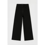 Blue White Kadın Yüksek Bel Likralı Wide Leg Siyah Jean Pantolon
