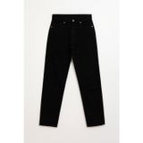 Blue White Kadın Yüksek Bel Mom Fit Siyah Jean Pantolon