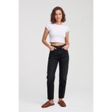 Blue White Kadın Yüksek Bel Slim Fit %100 Pamuk Antrasit Jean Pantolon