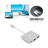 Blue Wings Macbook Uyumlu 4K Full Hd 1080P Type C To 3 Portlu HDMI - USB 3.0 - Pd Çevirici Hub Adaptör3'in 1 Dönüştürücü - Krem