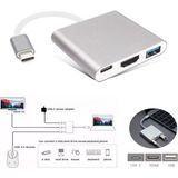 Blue Wings Type-C To HDMI USB 3.0 Çevirici 3'in 1 Dönüştürücü Adaptör Multifunction - Gümüş