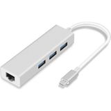 Blue Wings Type C USB 3.1 – 3port USB 3.0+ RJ45 Gigabit Ethernet Çoklayıcı Hub - Açık Gri