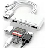 Blue Wings Type-C USB Lightning Otg Iphone Tf Sd Micro Kart Okuyucu Card Çevirici Dönüştürücü Adaptör - Beyaz
