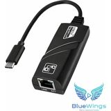 Blue Wings USB Type-C To Ethernet Dönüştürücü 1000 Mbps | USB 3.0 Gigabit Lan Adaptör | Macbook, Laptop, Tablet Uyumlu Hızlı Internet Adaptörü - 7-Siyah