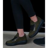 Blueb Kadın Spor Casual Süet Ayakkabı Haki Renk - 001-Renkli