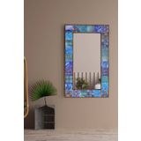 bluecape Amalfi Doğal Ağaç Çerçeveli Antik Limra Taş Kaplı Salon Duvar Konsol Boy Aynası 62x102 Cm