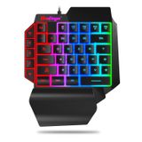 BlueFinger Tek El RGB Oyun Klavyesi, USB Kablolu Gökkuşağı Harfleri Parlayan Tek El Klavyesi Bilek Desteği Multimedya Tuşları, Arkadan Aydınlatmalı Ergonomik Mekanik Hissi Veren Klavye Oyun için