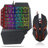 BlueFinger Tek El RGB Oyun Klavyesi ve Arkadan Aydınlatmalı Fare Kombinasyonu, USB Kablolu Gökkuşağı Harfleri Parlayan Tek El Mekanik Hissi Veren Klavye, Bilek Desteği ile, Oyun için Oyun Klavye Seti