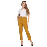 Bluence Beli Kemerli Dar Paça Hardal Kumas Pantolon