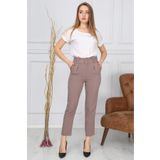Bluence Beli Kemerli Dar Paça Vizon Kumas Pantolon