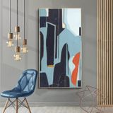 Blueness Yağlı Boya Dokulu Tablo 100X150 Gold Çerçeveli
