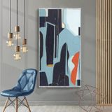 Blueness Yağlı Boya Dokulu Tablo 75X100 Gümüş Çerçeveli