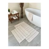 Bluenity Basic Stripe Doğal Pamuklu 2'li Banyo Paspas Seti 60x100+50x60Cm Ekru