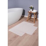 Bluenity Hat Doğal Pamuklu 2'li Banyo Paspas Seti 60x100 50x60 Cm - Ekru