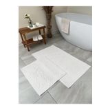 Bluenity Labirent Doğal Pamuklu 2'li Banyo Paspas Seti 60x100+50x60 Cm - Ekru