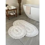 Bluenity Makaroni 60x100+50x60 cm Beyaz Doğal Pamuklu 2'li Banyo Paspas Seti