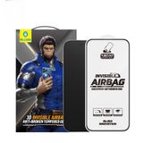 Blueo 3D Airbag iPhone 16 Pro Max Uyumlu Kenar Darbelere Dirençli Tam Kavrayan Kavisli Cam Ekran Koruyucu