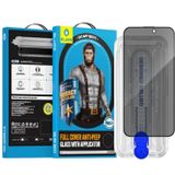 Blueo Bm5280-iPhone 15 Pro Max 6.7 Full Cover Anti-Peep Cam Ekran Koruyucu Aplikatörlü Ekran Koruyucu Siyah