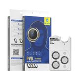 Blueo BM5643 iPhone 15 Pro Max PVD Paslanmaz Çelik Orijinal Dizayn Cam Lens Koruyucu Gri