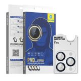 Blueo BM5643 iPhone 15 Pro Max PVD Paslanmaz Çelik Orijinal Dizayn Cam Lens Koruyucu Mavi