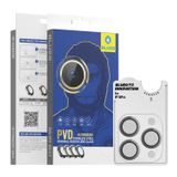 Blueo BM5643 iPhone 15 Pro PVD Paslanmaz Çelik Orijinal Dizayn Cam Lens Koruyucu Gri
