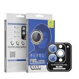 Blueo iPhone 13/14 / 15 Serisi Uyumlu PVD Stainless Steel Su ve Toz Geçirmez Lens Koruyucu (Mavi, 13 Pro / 13 Pro Max)