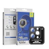 Blueo iPhone 13/14 / 15 Serisi Uyumlu PVD Stainless Steel Su ve Toz Geçirmez Lens Koruyucu (Siyah, 13 Pro / 13 Pro Max)