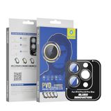 Blueo iPhone 13/14 / 15 Serisi Uyumlu PVD Stainless Steel Su ve Toz Geçirmez Lens Koruyucu (Siyah, 14 Pro / 14 Pro Max)