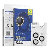 Blueo iPhone 13/14 / 15 Serisi Uyumlu PVD Stainless Steel Su ve Toz Geçirmez Lens Koruyucu (Siyah, 15 Pro Max)