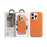 Blueo iPhone 14/15 Serisi Uyumlu Premium Deri Telefon Kılıfı (Turuncu, iPhone 15 Pro)