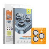 Blueo-Iphone 15 Pro Max Uyumlu Gri Orijinal Metal Çerçeve Kamera Lens Koruyucu