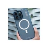 Blueo iPhone 15 Pro Max Uyumlu Manyetik Özellikli Dual Color Skin Friendly Mavi Telefon Kılıfı