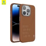 Blueo iPhone 15 Pro Uyumlu Kahverengi Deri Punk Premium Telefon Kılıfı