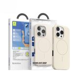 Blueo iPhone 16 Pro Max Uyumlu Brown Series Anti-Drop Manyetik Özellikli Krem Telefon Kılıfı