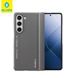 Blueo Samsung Fold 5 Gri Premium Leather Deri Anti-Drop Folding Telefon Kılıfı