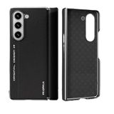 Blueo Samsung Fold 5 Siyah Premium Leather Deri Anti-Drop Folding Telefon Kılıfı