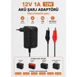 Bluesery 12V 1A Akü Şarj Aleti Cihazı Adaptörü Otomatik Maşalı | Atv, Akülü Araba, Jeep, Pilsan Uyumlu Adaptör - Siyah