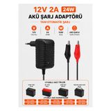 Bluesery 12V 2A Akü Şarj Aleti Cihazı Adaptörü Otomatik Maşalı | ATV, Akülü Araba, Jeep, Pilsan Uyumlu Adaptör