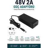 Bluesery 48V 2A Şarj Aleti Adaptörü 96W | Scooter, Bisiklet, Router, Kamera, LED Sistemleri, Yazıcı, Poe Ağ Sistemleri Uyumlu Adaptör - Siyah