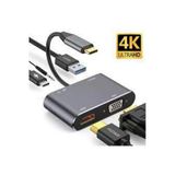 Bluesery Hc-11 Macbook Uyumlu Type-C To USB 3.0 1080P 4K Hdmı VGA Pd Aux Ses Girişli Çevirici Adaptör