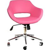 Bluetick Pembe Home Office Çalışma Koltuğu Suni Deri Metal Ayaklı Ofis Çalışma Sandalyesi TR1005