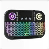 Bluetooth 2.4G Kablosuz Mini Klavye Air Mouse Rgb Aydınlatmalı Touchpad Android Tv Box Smart Tv