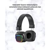 Bluetooth 5.3 Rainbow Işıklı Kulak Üstü Kablosuz Kulaklık Midastech - Çok Renkli