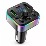 Bluetooth Araç Kiti Fm Transmitter Usb Type-C Pd Rgb Led Işıklı Flash Bellek Mp3 Çakmaklık Girişli