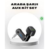 Bluetooth Aux Çevirici ve Pd Destekli Araç Şarj Cihazı 2’li Set