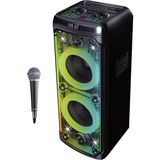 Bluetooth Hoparlör 100W Karaoke Mikrofonlu Rgb Ledli Şeffaf Transparan Tasarım 10X2INÇ Parti Boy - Siyah